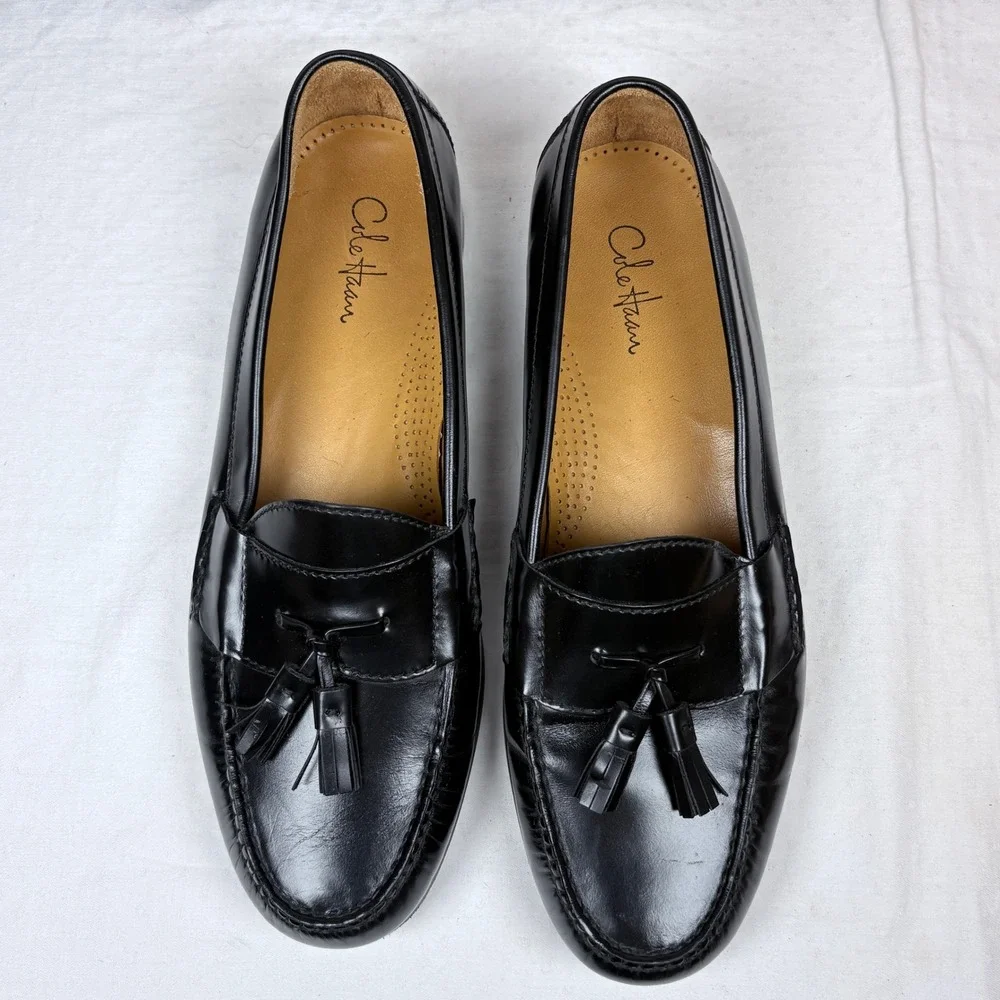 Cole Haan Mens Pinch Tassel Loafers 03506 Black Leather Dress Shoes 11.5 D